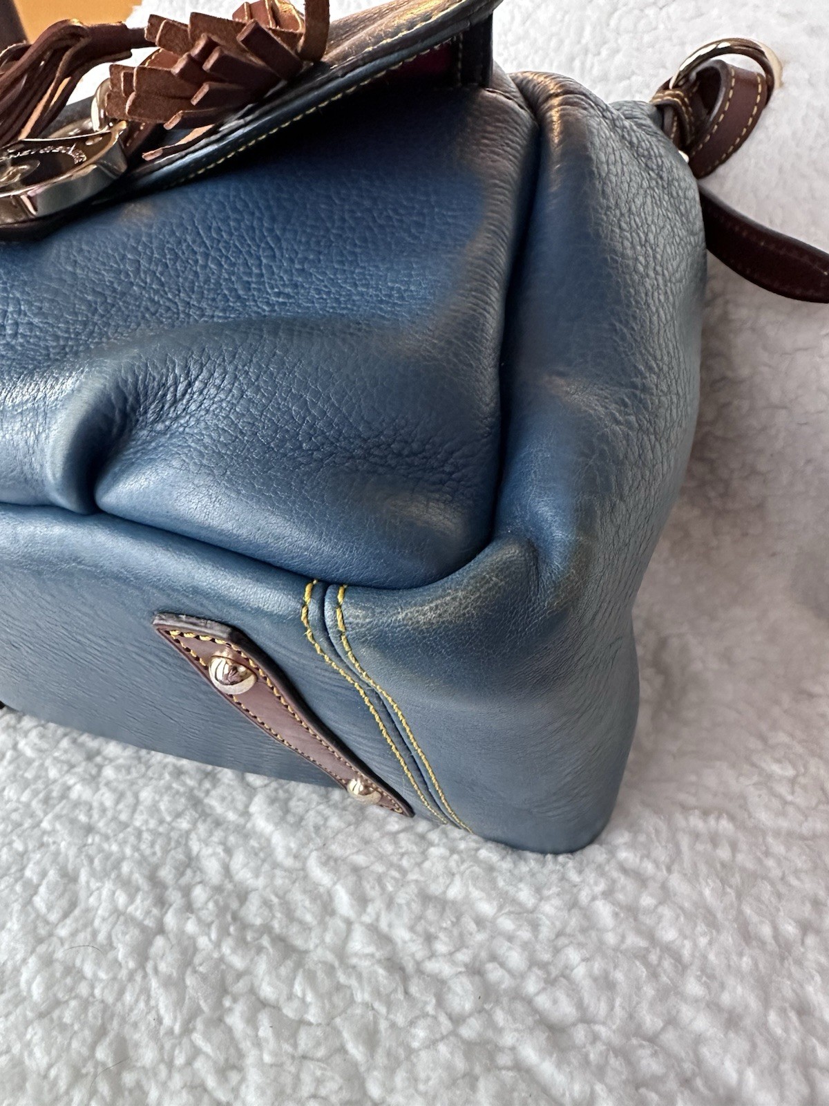 Dooney Bourke Blue Leather Drawstring Bucket Bag - image 14