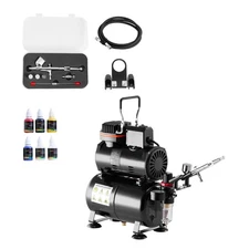 Uimoso Airbrush Kit with Compressor, Tank, Single Airbrush, and 3 Nozzles