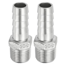 2 Pcs 5/8" Barbed 1/2" NPT Thread 304 Stainless Steel Barb Hose Fitting