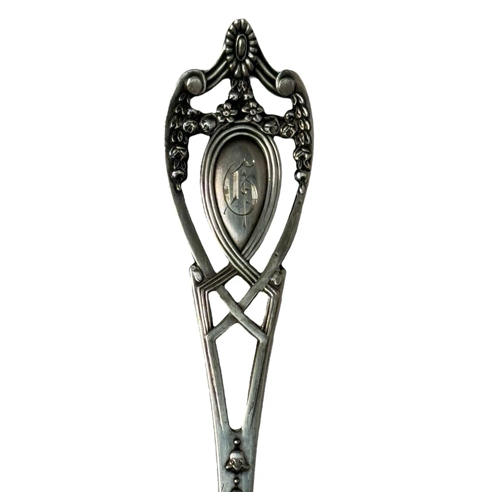 6 cucharaditas Monticello 1908 de plata de ley de Lunt 6" cucharas antiguas mono 110 g Foto 4 de 4