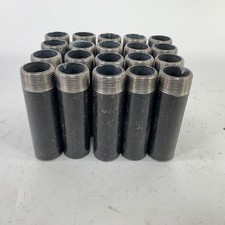 20 Pack Black Steel Nipple Pipe Single Threaded 1-1/4" x 5-5/8"