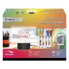 Lighted LED Message Board With Remote - 16 Colors - USB Clear 5 Markers