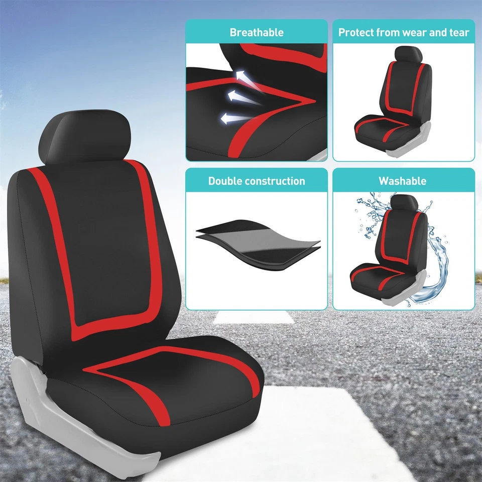 Cubierta de asiento de coche Ford líneas rojas mejor calidad fácil instalación lavable Foto 2 de 4