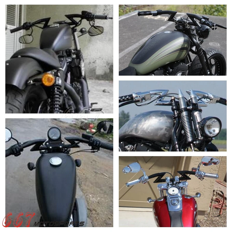 1" Handlebars Z Bar For Cafe Racer Harley Sportster Honda Yamaha Chopper Bobber - Image 4 of 4