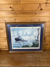 TOM LYNCH FRAMED SIGNED IN PENCIL WATERCOLOR LITHOGRAPH "WAITING FOR SUNRISE" 