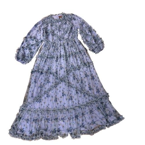 Jessakae Maxi Dress Womens Sz L Ruffle Floral Dress Lavender Wedding Guess Boho - Picture 5 of 24