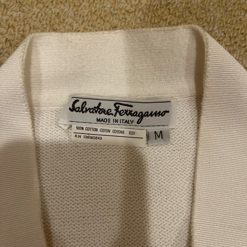 EUC Vintage Salvatore Ferragamo Damen weiße Strickjacke Pullover M - Bild 4 von 4