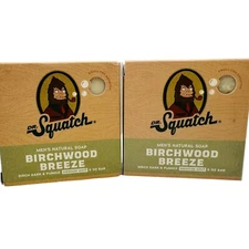 2x Dr. Squatch BIRCHWOOD BREEZE All Natural 5oz Bar Soap for Men with Medium Gri