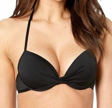 125 The Bikini Lab Women's Black Solid Strappy Bralette Bikini Swim Top Size M