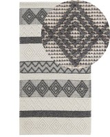 Teppich Wolle Beige / Grau Geometrisches Muster Rechteckig 80 X 150 Cm Davutlar