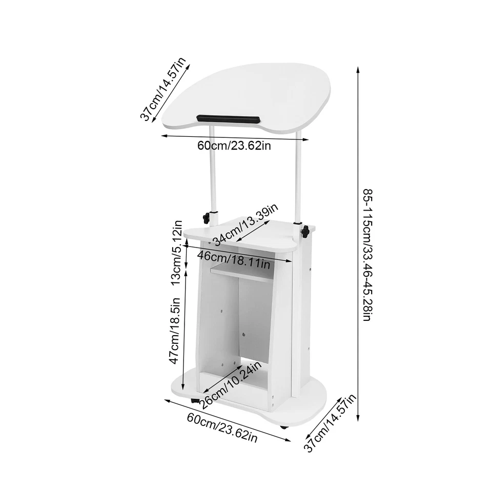 Podio de atril enrollable soporte de presentación púlpito de iglesia con compartimento de almacenamiento Foto 3 de 4