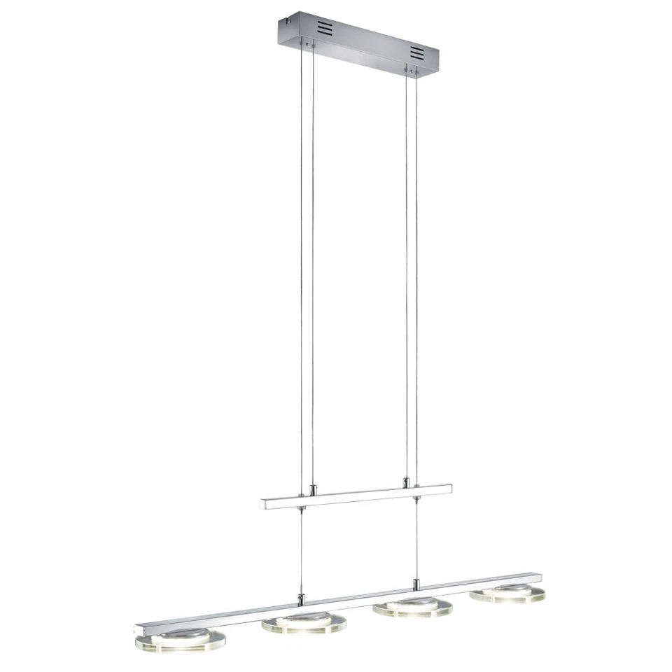 Luxus LED 18 W Hänge Lampe silber 4-flg Dimmer Wohnraum Glas Leuchte verstellbar - Bild 2 von 4