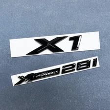 For X1 Emblem + XDrive 28i Number Letter Rear Trunk Badge Stickers Gloss Black