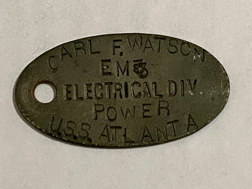 WW2 Cruiser U.S.S. Atlanta CL-104 Veteran Sailor Key Plate for Electrical Power