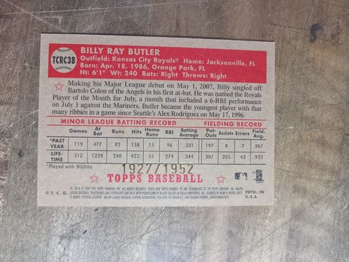 2007 Topps '52 - Chrome Billy Butler #TCRC38 1927/1952 - Picture 2 of 2