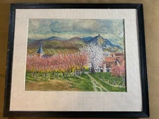 Vintage "Landscape Scene" Pastel Painting - Framed