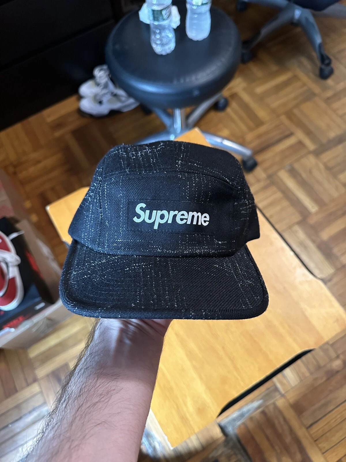 casquette chapeau noir supreme camp 5 panneaux