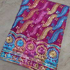 Classic Indian Bridal Dupatta Sequins Beaded Scarf Georgette Veil Stole Hijab L"