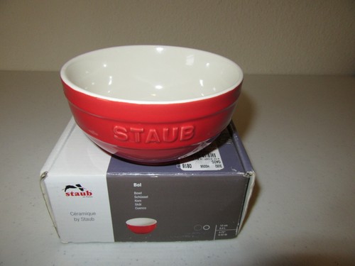 Large Staub Cherry Red Bowl 6.5" Mint In Box France - Picture 2 of 4