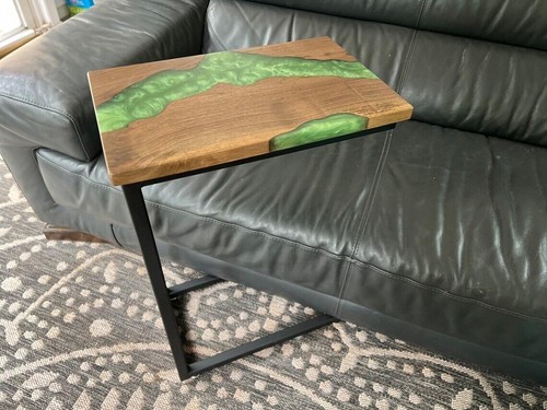 12"x24" Green Epoxy Side Table Top handmade Sofa & bar Decor Furniture - Picture 3 of 6