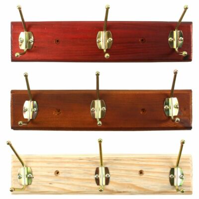 HAT COAT RACK Brass Wooden Antique Pine Mahogany Double