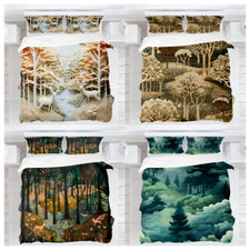 Nature Forest Tree Duvet Cover, Woodland Animals Bedding Set, Xmas Gifts For Kid