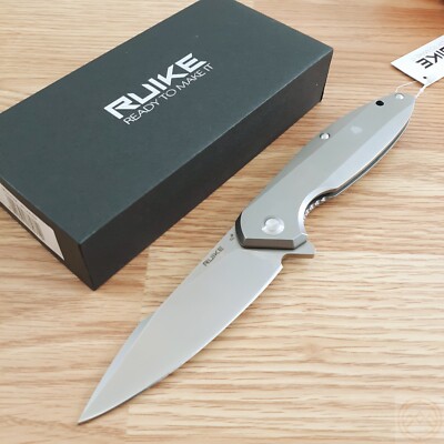 RUIKE P128-SF Folding Knife 3.88'' 14C28N Sandvik Steel Blade Stainless Handle