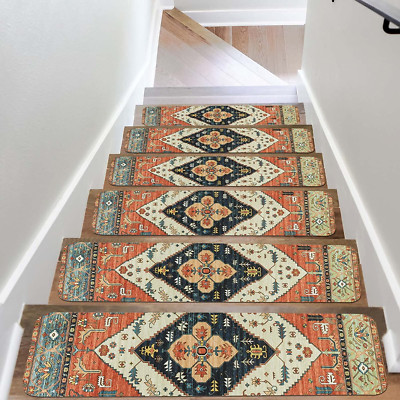 Non-Slip Carpet Stair Treads for Wooden Steps Set of 15, 30''X8'' Indoor Stair Run