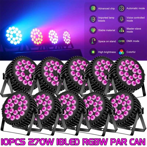 18LED Par Can Stage Lighting RGBW 270W Strobe Beam DMX DJ Disco Party Club Light - Picture 12 of 17