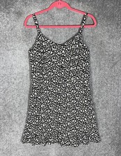 Old Navy Linen Blend Ruffle Animal Print Cami Dress Womens Size XL Smocked