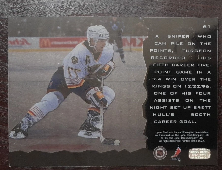 1997 - 1998 Upper Deck Ice Pierre Turgeon Blues #61 Hockey Card - Image 2 of 2
