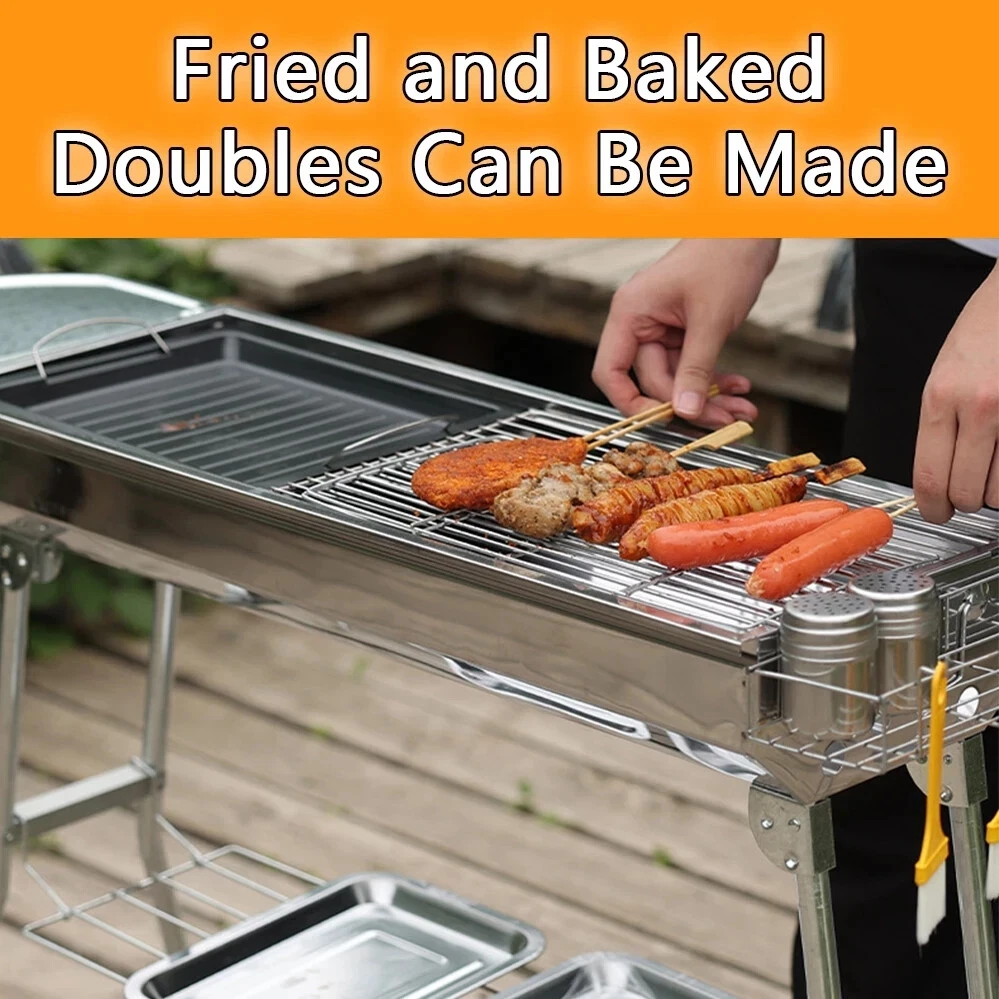 Large Folding Stainless Steel Charcoal BBQ Grill