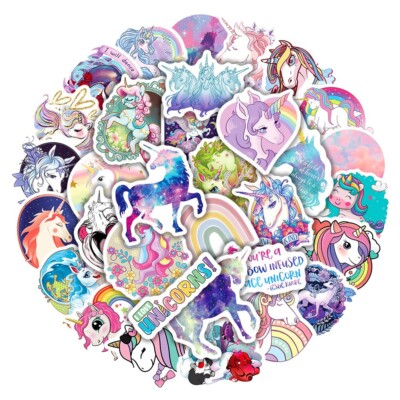 100pcs Unicorn Stickers, Cute Rainbow Universe Stickers, #138