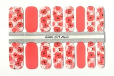 Spring Coral Floral Nail Polish Strips / Nail Wraps / Nail Stickers