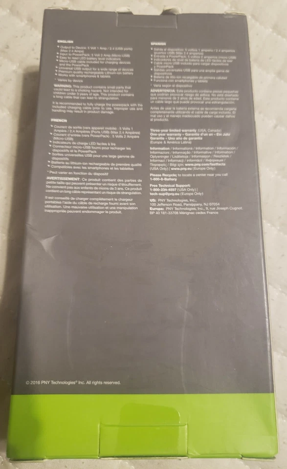 Paquete de alimentación PNY T6600 6600mAh 2,4 Amp - Paquete de banco de baterías recargables portátiles Foto 2 de 4