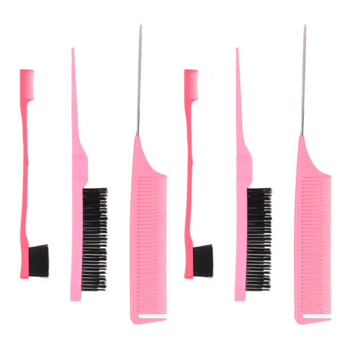 6 PCS Tail Comb Set Hair Care Styling Tools Kit Include 2 X Teasing Hair Brush - Picture 1 of 12