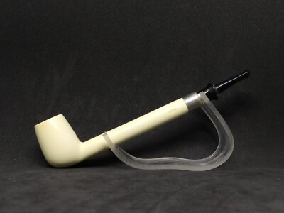 Billard Meerschaum Pipe Long Shank Silver Spigot Stem