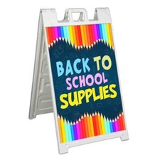 BACK TO SCHOOL SUPPLIES Signicade 24x36 Aframe Sidewalk Sign Banner Decal