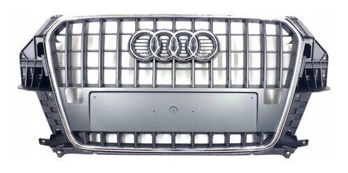 AUDI Q3 8U 2011 - 2015 FRONT MAIN BUMPER CENTER TOP RADIATOR GRILL GRILLE CHROME - Picture 1 of 4