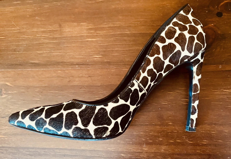 Nine West Stiletto Shoe Womens 7 M Brown Beige Pumps Animal Print Leather 1023 - Image 4 of 4