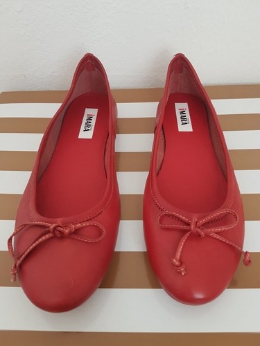 iMARA Ballerine MADE IN ITALY in Vera Pelle con Suola in Gomma Rosse con  Fiocco | eBay
