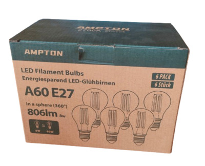 6 x Großhandel LED Filament Birnen A60 E27 LED Birne Licht in einer Kugel warmweiß