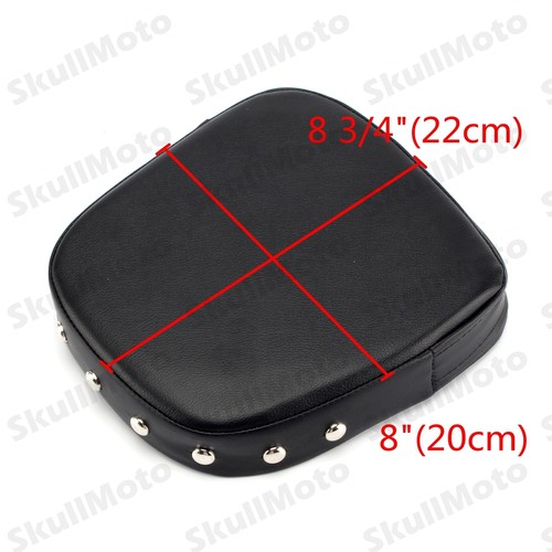 Black Motor Backrest Sissy Bar Cushion Pad Set For Harley Honda Suzuki Universal - Picture 5 of 6