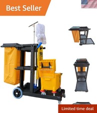 Janitorial Cart, 330 lbs Capacity 3-Shelf Commercial Housekeeping Cleaning ...