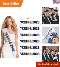 Senior Graduation Sash Volleyball Theme White Satin 6 Pack Class of 2026
