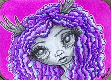 Original ACEO Jenivieve Design Hand-Painted Fantasy Fairy Cailleach Art Big Eyes