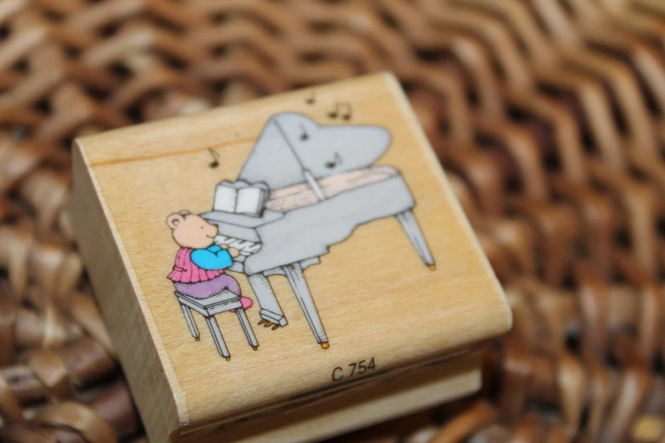 HERO ARTS {Медведь Бетховена} резиновый штамп деревянный смонтированный пианист 1993 музыкант - Изображение 3 из 4