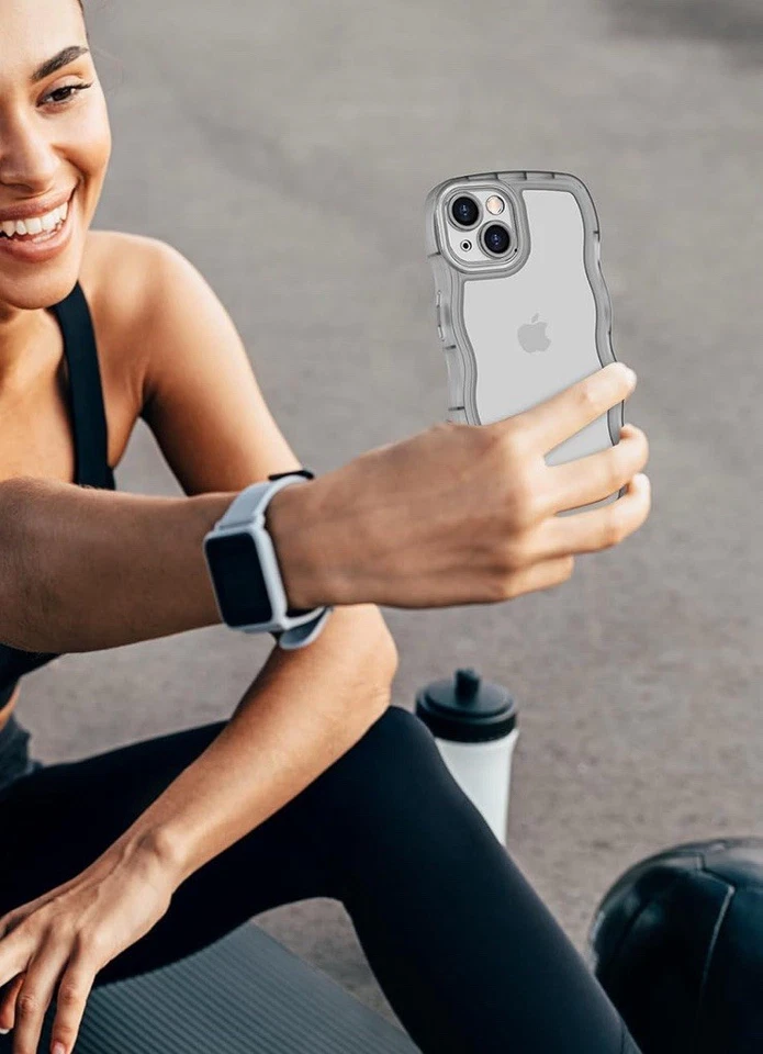 Funda Borde Ondulado iPhone 13 Agarre Antideslizante Transparente Negra Ultra Delgada Suave Estuche NUEVO Foto 3 de 4