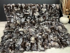 NEW Authentic Real Fox Fur Throw 82'' x 80'' with Crafted from Patchwork Pieces