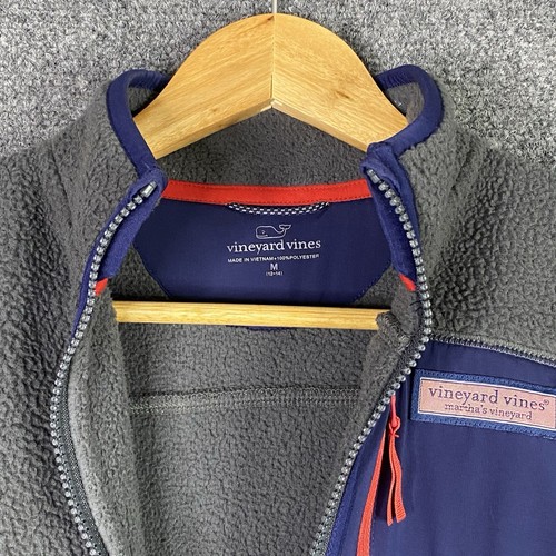 Vineyard Vines Kids Fleece Jacket Boys Medium (12-14) Grey Full Zip Warm Logo - Picture 5 of 13